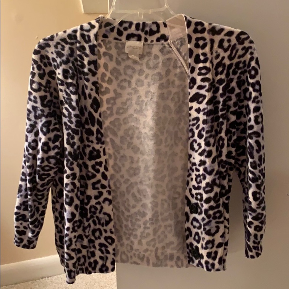 Chico’s black leopard print cardigan
